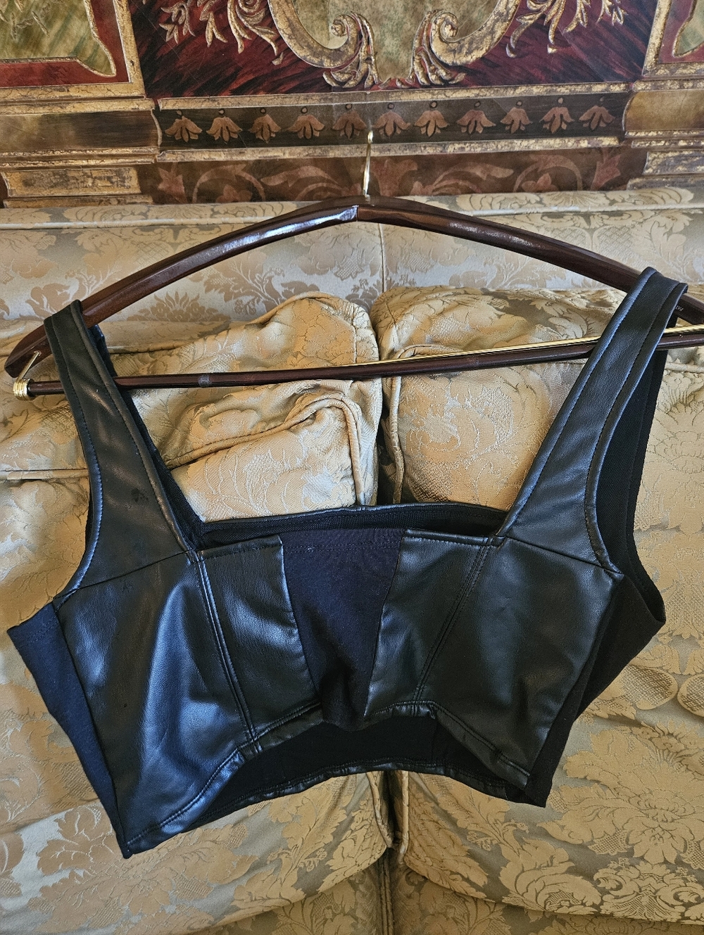 NWOT Free People Black Faux Leather Crop Tank - Picture 6 of 12